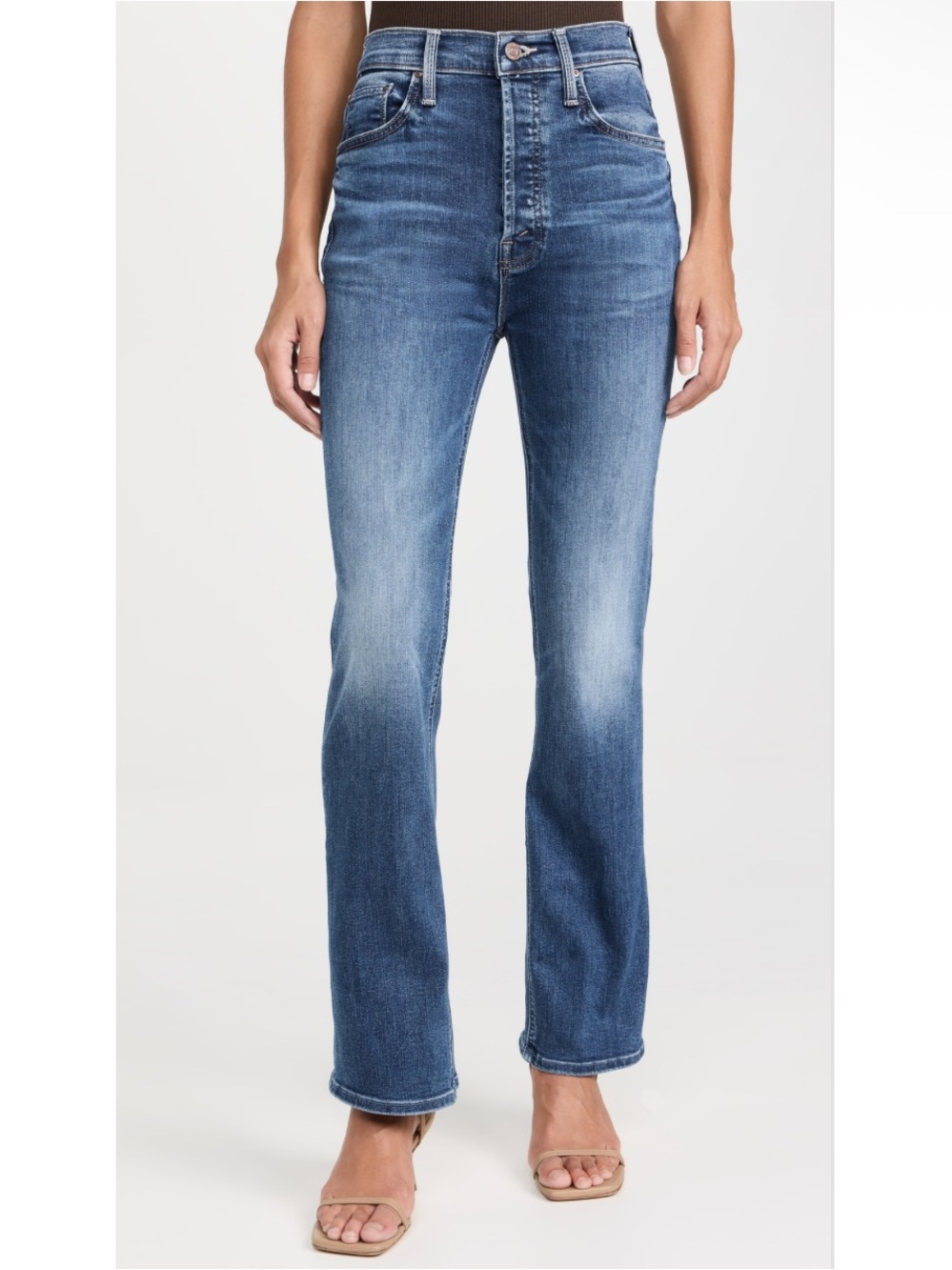 Mother The Tripper Flood Jeans in Sixth Sense Wash Denim Button Fly size 31